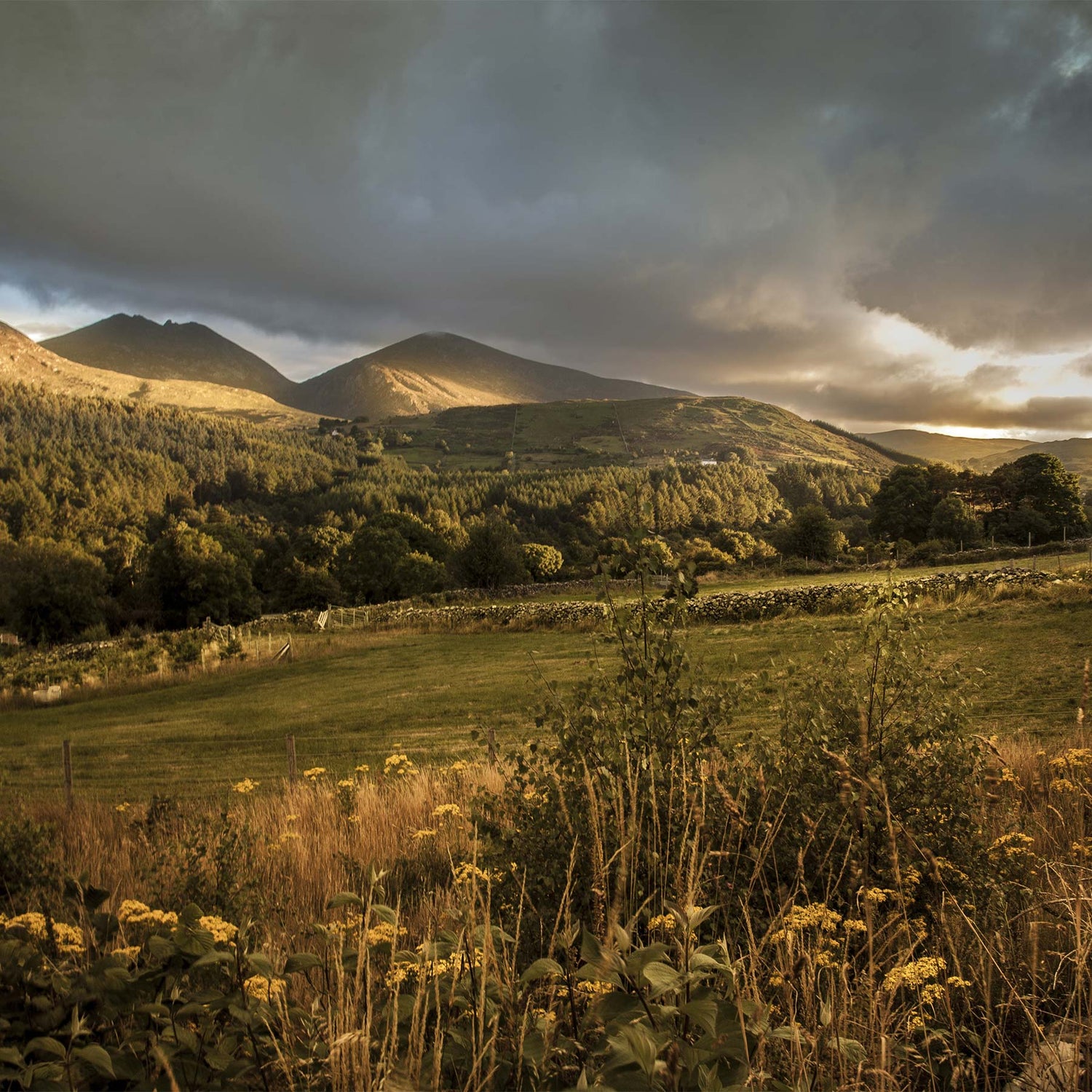 The Sun Sets on the Mourne Mountains, County Down, Northern Ireland. Lasair Candles - Ireland