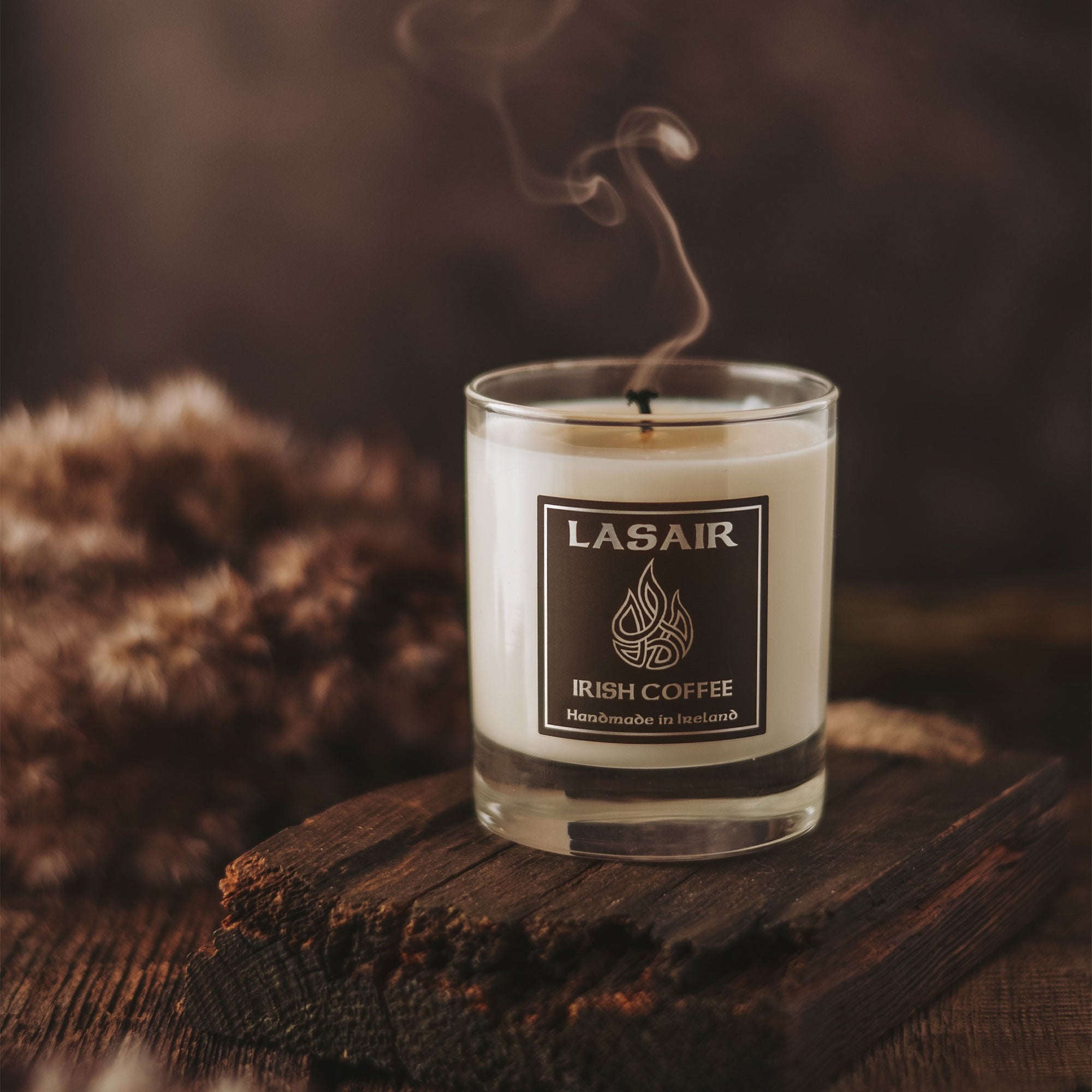Irish Coffee Candle - Smouldering Candle Picture. Our Irish Coffee candle is the perfect gift for coffee lovers and Irish expats alike!